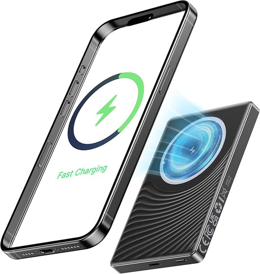 2025 for iPhone Magsafe Battery Pack, Ultra Slim Magnetic Power Bank Fast Charging, Wireless Portable Charger 10000mAh, 20W Powerbank Compatible with iPhone 16/15/14/13/12 Series