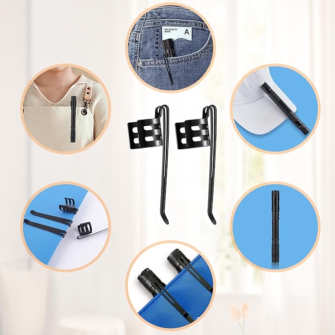 20 Pieces Replacement Flashlight Clip for Removable Accessories, Black Pocket Clip, Pen Clip, Durable?�Lightweight?�Portable