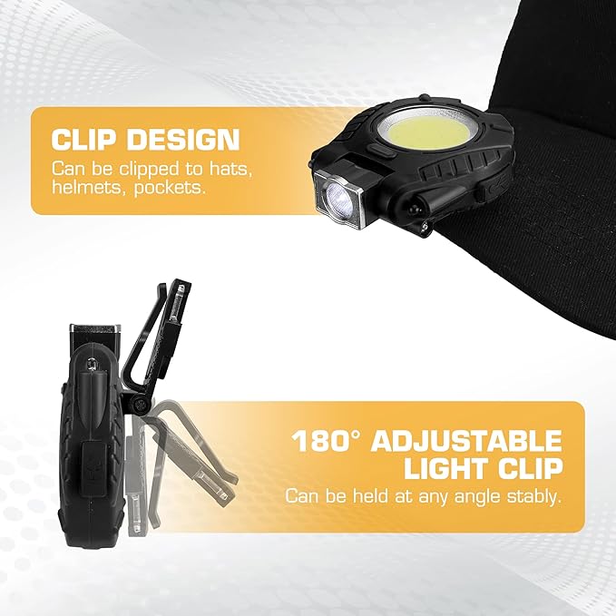 EverBrite COB Keychain Work Light, 2 Pack Rechargeable Keychain Light with Sensor Mode, Mini Magnetic Key Chain Light with 180° Rotatable Bracket, Bottle Opener, Clip - for Hiking, Camping, 6 Modes