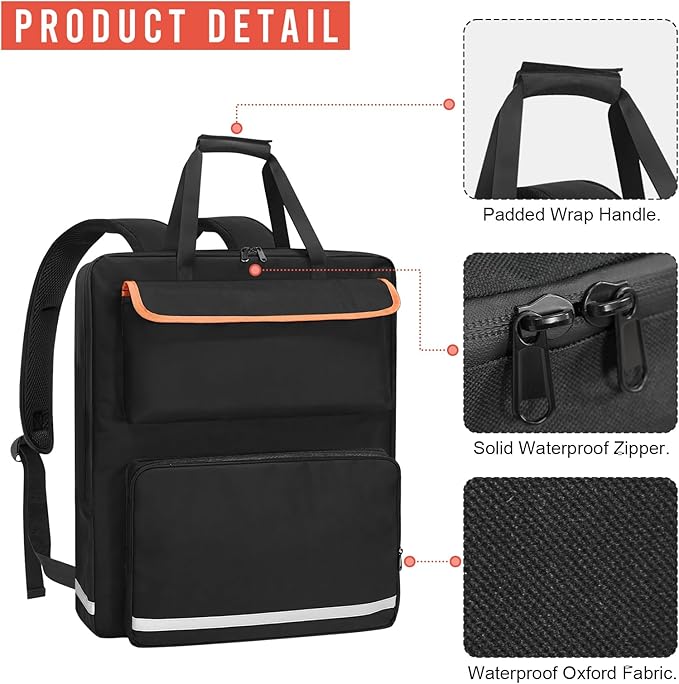 ORKELS Solar Panel Storage Bag, Travel Backpack Compatible with Jackery SolarSaga 100W 100X 200W, Double-Layer Solar Panel Carrier with Multi Pockets