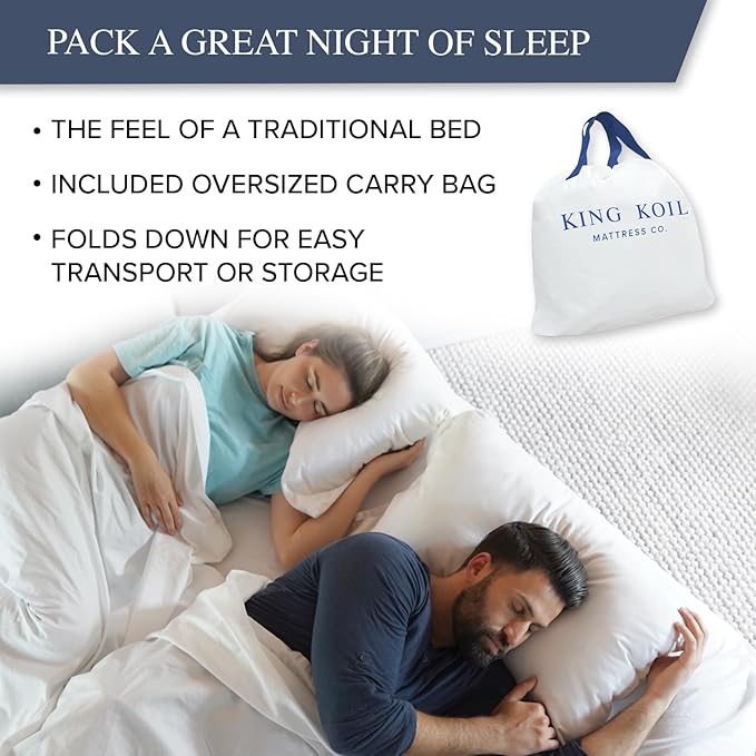 King Koil Luxury Twin Air Mattress with Built-in Pillow Top & Integrated High-Speed Patented Pump ??20" Inflatable Twin Blow Up Airbed for Camping, Home & Guests, Waterproof, 1-Year Warranty