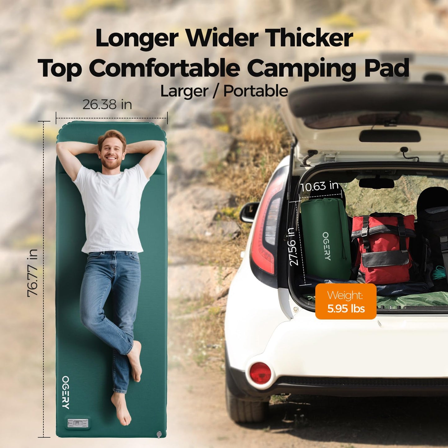 OGERY Self Inflating Sleeping Pad with Electric Pump, Memory Foam
