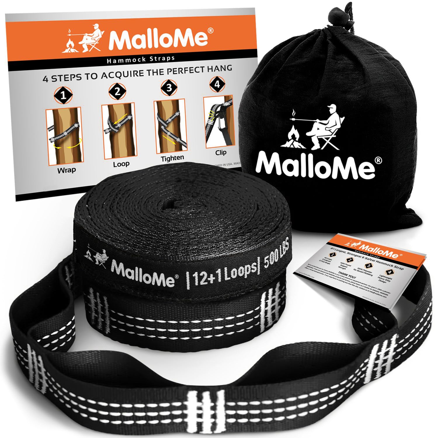 MalloMe Tree Swing Straps & Hammock Straps for Trees – Multi-Purpose Hanging Kit, Heavy Duty