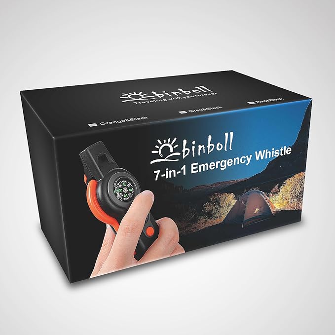 Emergency Survival Function Whistle, Outdoor Multifunctional Tool Safety Whistle with Lanyard, Ideal for Kayaking, Boating, Hiking, Camping, Climbing, Hunting, Fishing, Rescue Signaling