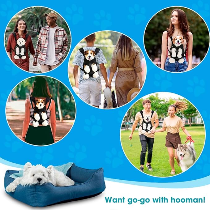 Dog Backpack Carrier, Adjustable Pet Front Carriers, Legs Out Carrying Sling Travel Bag for Small Medium Dogs 2.5-4 Lbs, Soft Wearable Puppy Chest Carry Backpacks for Walking/Hiking/Camping/Traveling
