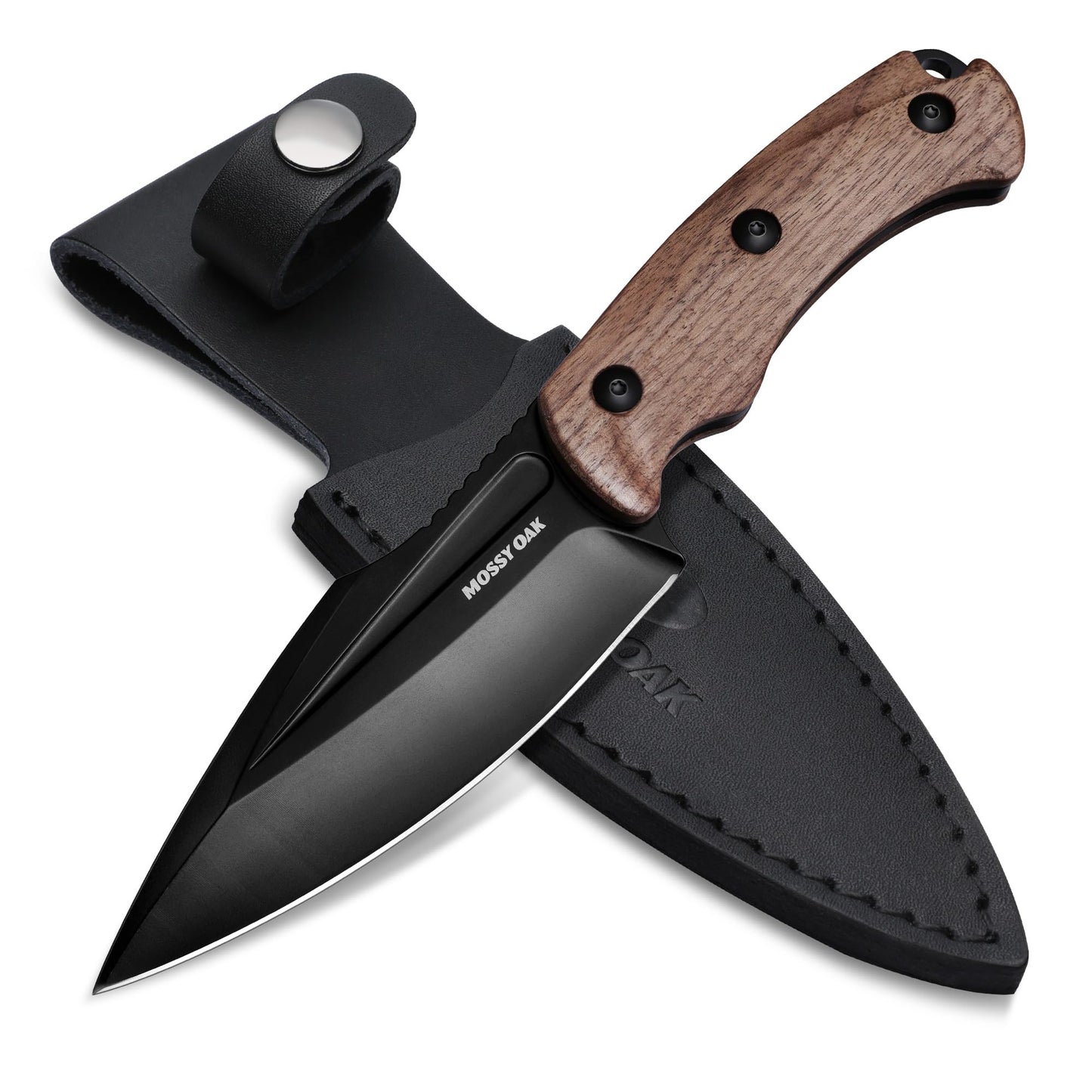 Mossy Oak 8.5" Full-tang Fixed Blade Knife w/Sheath (Wooden Handle-Brown)