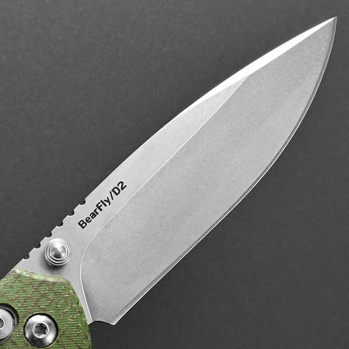 Eafengrow EF966 Folding Knife D2 Blade Micarta Handle with Pocket Clip EDC Tactical Knife thumb knobs Axis Lock EDC Multitool Knife (GREEN)