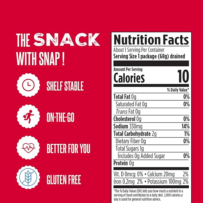 SuckerPunch Three Pepper Pickle Chips, Snack Pack, Gluten Free, Kosher, Sugar Free, Low Calorie, Low Carb, Ready to Eat, on the Go, Non GMO, Keto Friendly, Vegan, 3.4 Oz, Single Serve Pouch, 12 Pack
