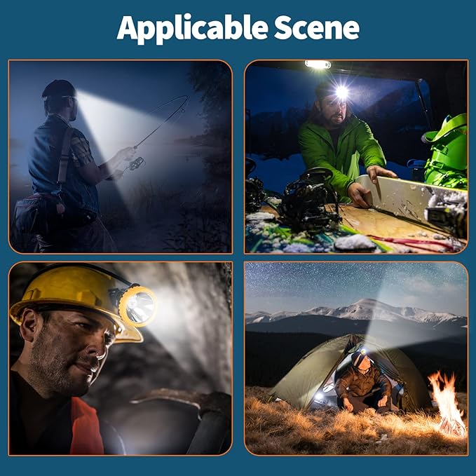 Rechargeable LED Mining Headlamp, Safety Hard Hat Light with Explosion-Proof & Waterproof Design, Underground Miner Headlight Cap Lamp for Coal Mining, Tunnel Work, Camping, Hiking, Hunting, Fishing