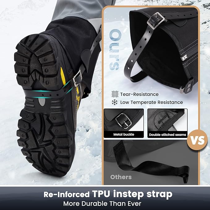 Hikenture Hiking Gaiters with Upgraded Zipper, Gaiters for Hiking Waterproof, Lightweight Leg Shoe Gaiters for Men Women