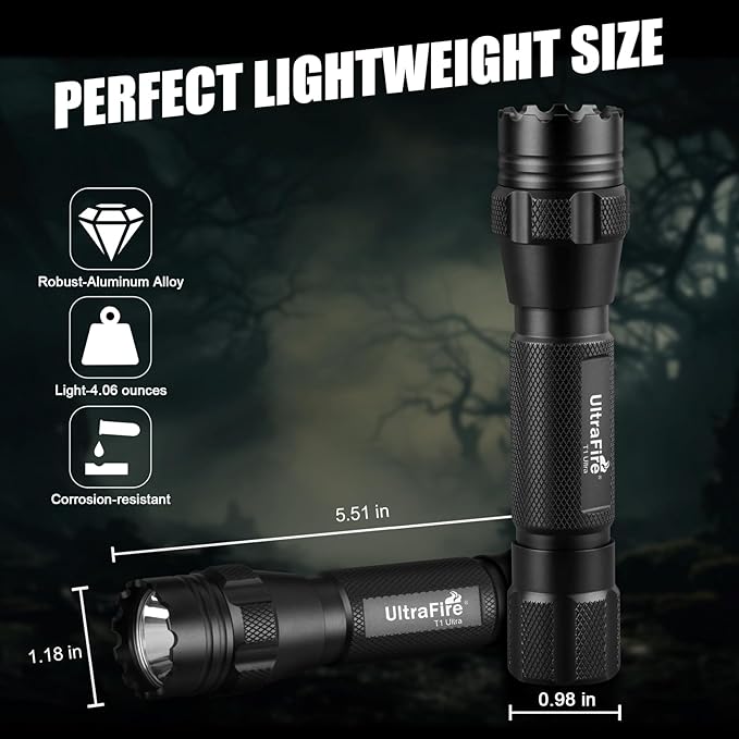 ULTRAFIRE Blue Light Flashlight,450-460nm High-Purity Single Mode Blue LED, Portable Compact for Night Fishing & Hunting, Professional Outdoor Visibility Enhancer (T1 Ultra-B)