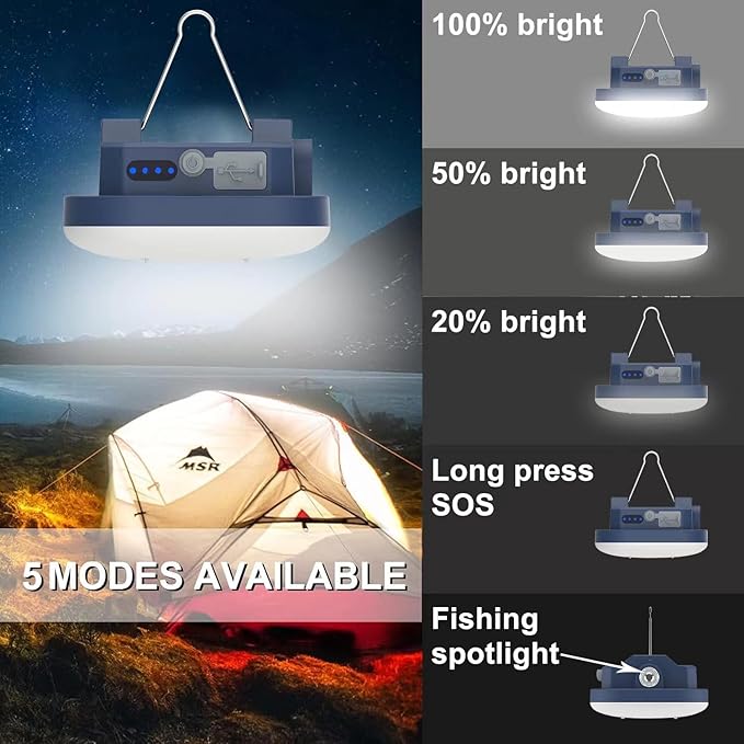 LED Camping Lantern Rechargeable TeiNewBy 1500LM 10000mAh up to 12-120 Hours Running, 4 Light Modes, IP54 Waterproof,Magnetic Base for Hurricane Emergency, Outdoor, Hiking, Home and Car(2pcs)