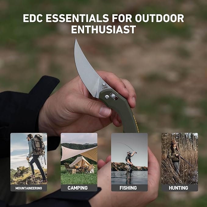 CJRB Nanner Pocket Knife with 3.23" AR-RPM9 Steel Blade, Pocket Knife with G10 Handle for Men Women, Crossbar Lock EDC Knife for Camping Hiking, Designed by Dustin Rhodes(J1955 Green)