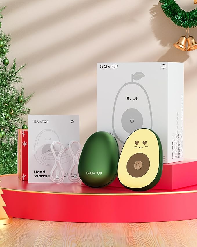 Gaiatop Hand Warmers Rechargeable 2 Pack, Magnetic 3 Settings Fast Heating Avocados Shape, Electric Portable Pocket Heater, Reusable Hot Hands Gifts for Women Men Outdoor Camping Hunting Golf