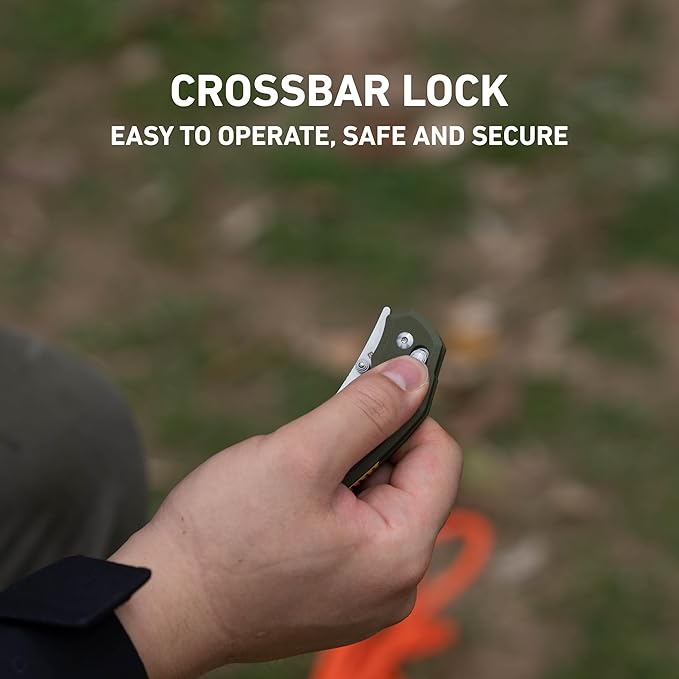 CJRB Nanner Pocket Knife with 3.23" AR-RPM9 Steel Blade, Pocket Knife with G10 Handle for Men Women, Crossbar Lock EDC Knife for Camping Hiking, Designed by Dustin Rhodes(J1955 Green)