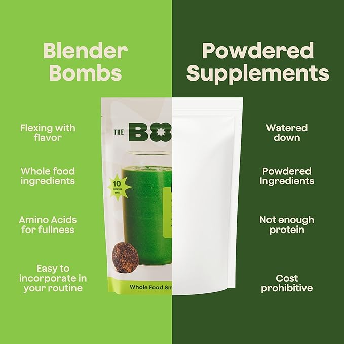 The Bomb Co. Blender Bomb, Glow Getter, Superfood Smoothie Supplement, Smoothie Mix with Flax, Hemp, Irish Sea Moss, & Amino Acids for Hair & Skin Support, Gluten Free, High Fiber, 10 Servings