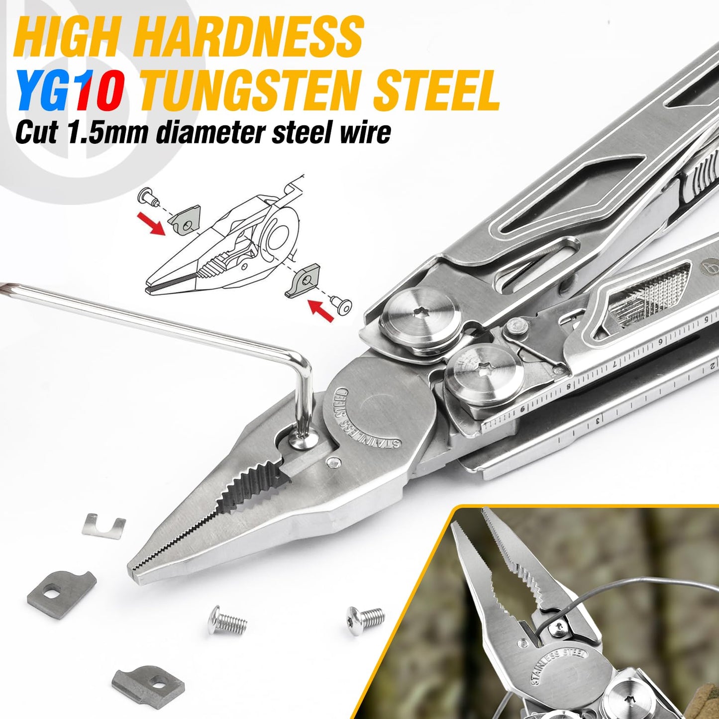 BIBURY 31-in-1 Multitool Pliers Pro,EDC Pocket Knife & Scissors-BI2045