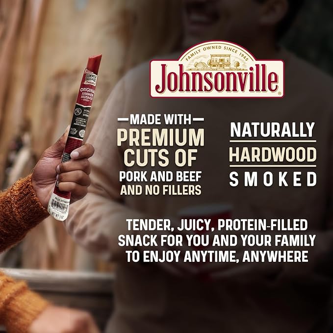 Johnsonville Summer Sausage Snack Sticks - Dairy Free, Gluten Free Protein Snacks, Jerky Snack Packs - Original, 1 oz., 24-Pack