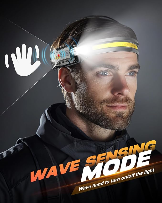 Victoper Rechargeable Headlamp 2Pack, Detachable 230° Wide Beam LED 2in1 Head Lamp with Motion Sensor, Hard Hat Headlight for Adults, 9 Modes Head Lights for Running Hunting Camping Essentials Gear