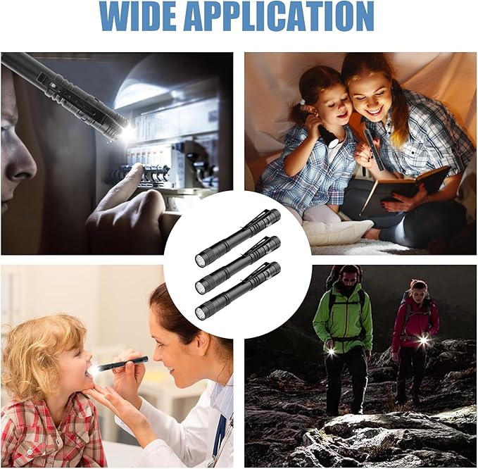 5.1" Mini Pocket Flashlight, Small LED Pen Light with Clip, 500 Lumen Torch White Light Powered by AAA Battery, Portable Versatile for Inspection Medical Repair Camping Outdoor Emergency