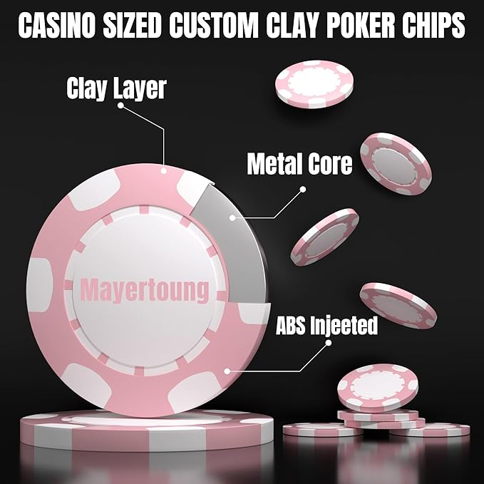 25 Custom Clay Poker Chips, 40mm Heavy 11.5g Casino Sized Personalized Poker Chips with Your Logo, Image or Text, Custom Drink Tokens for Bar, Party, Tournaments, Golf Club or Events