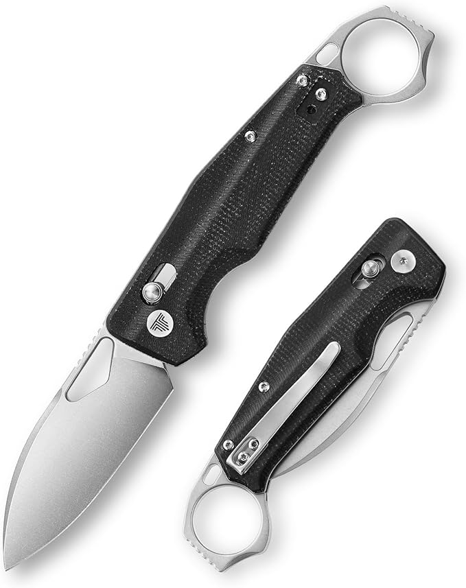 Knives - Sagitta-04B | Folding Knife with Clip，Pocket EDC Knife For Menï¼?.95" 14C28N Steel Sharp Blade & Micarta Handle，Outdoor Camping Tool，Axis lock