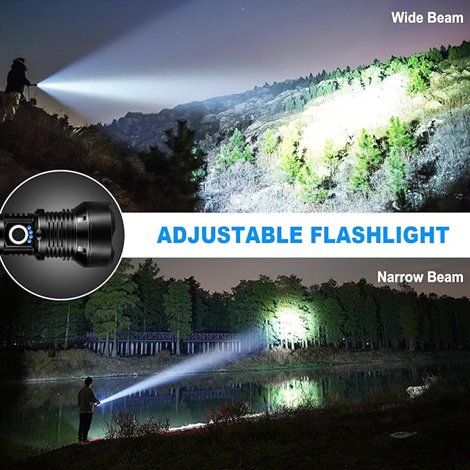 KINGCAESAR Flashlights High Lumens - 2 Pack, 90,000 Lumens Super Bright Flashlight Rechargeable, Powerful LED Flashlight with 5 Modes, IPX7 Waterproof Flash Light for Home, Outdoor Activities