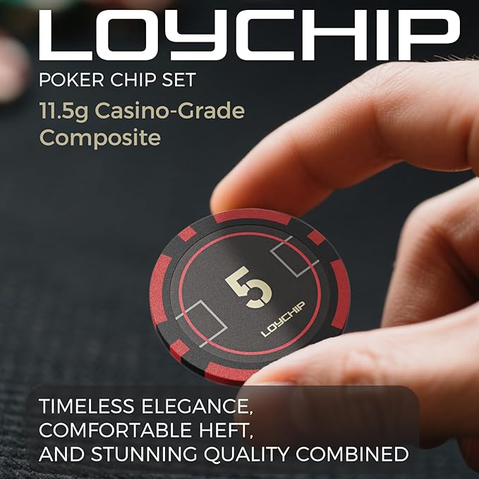 Poker Set with Numbered Chips 500-pcs for Card Board Game, 11.5g Weight with Playing Cards for Texas Hold'em, Blackjack Gambling, Late Night Poker Games