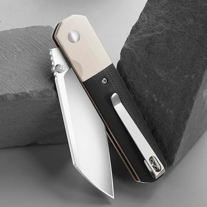 ioko Folding Pocket Knife, Stainless Steel Blade, Black G10 Handle, Modern Design (black)