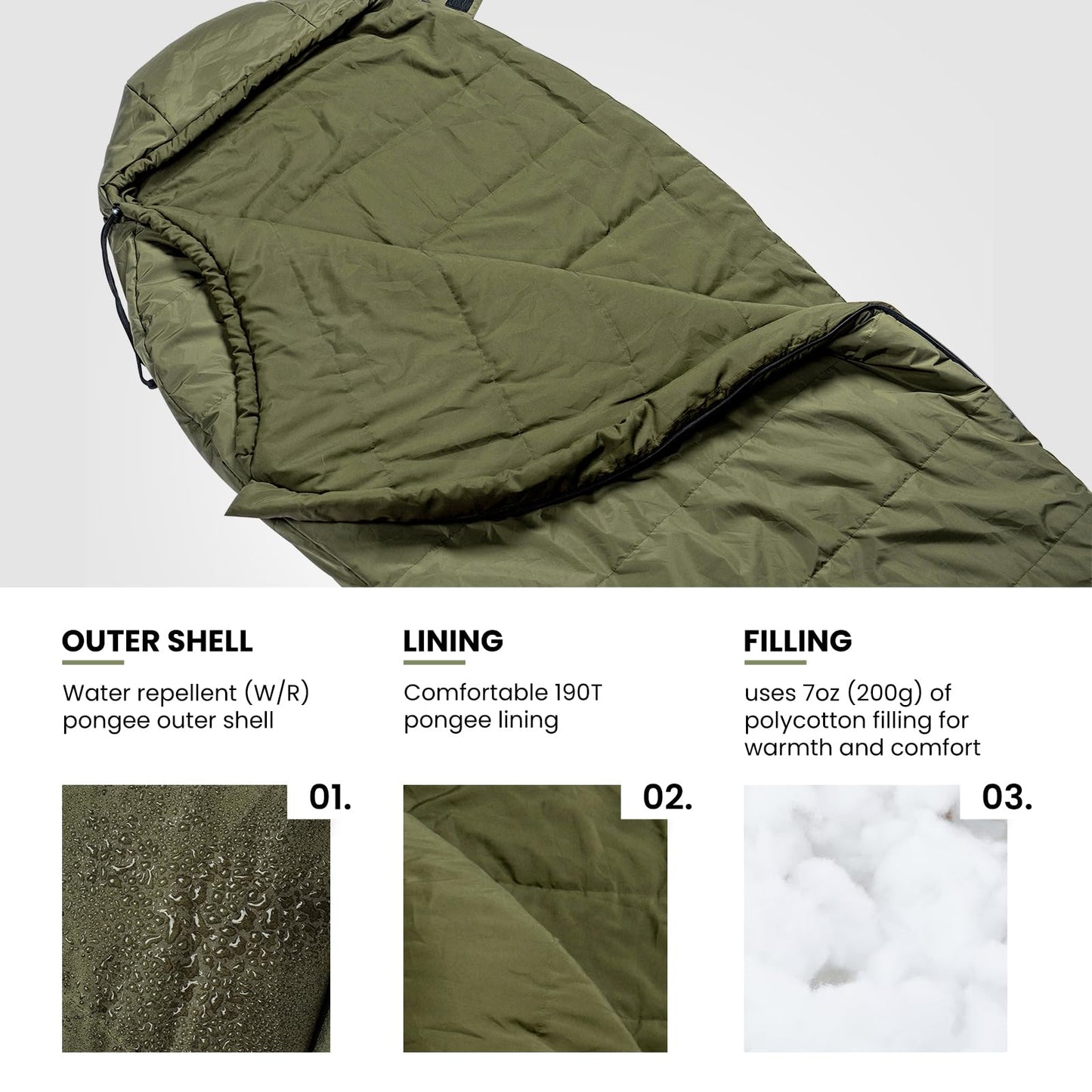 OneTigris Bushcrafter’s Sleeping Bags, Mummy Sleeping Bag for Camping Hiking Backpacking, Survival