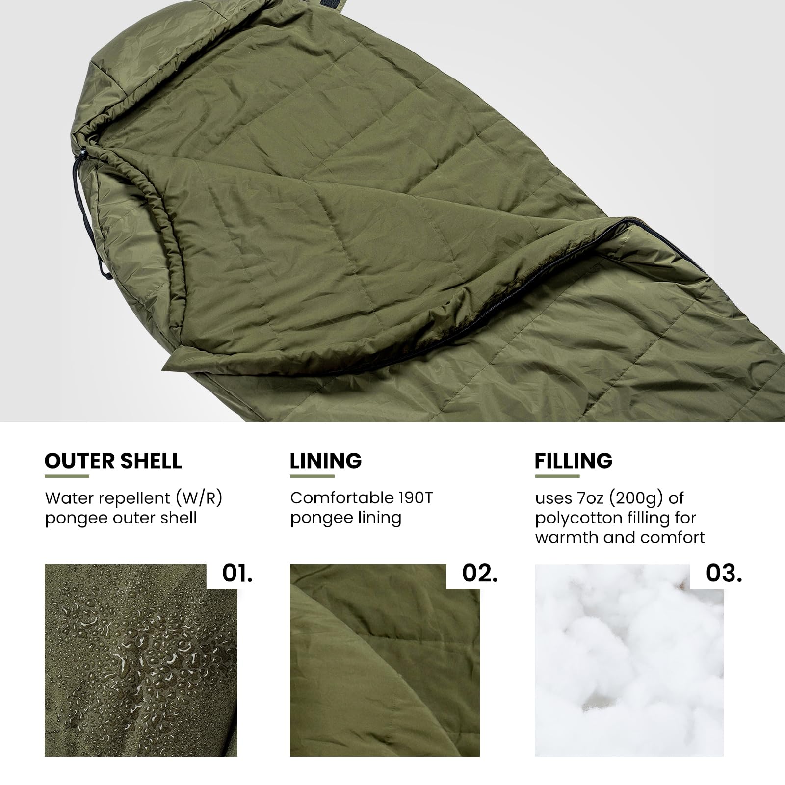 OneTigris Bushcrafter’s Sleeping Bags, Mummy Sleeping Bag for Camping Hiking Backpacking, Survival