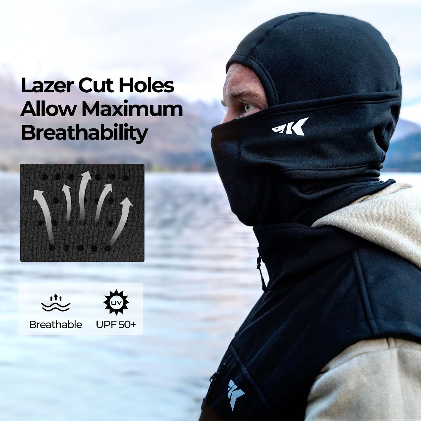 KastKing Mountain Mist Winter Balaclava Face Mask for Men & Women Black
