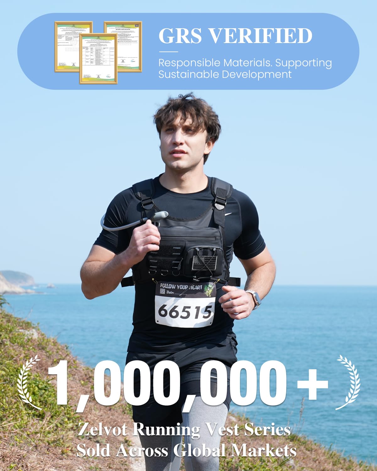 Zelvot Running Vest with 2L Water Bladder, Hydration Backpack, U.S. Design Patent, Lightweight