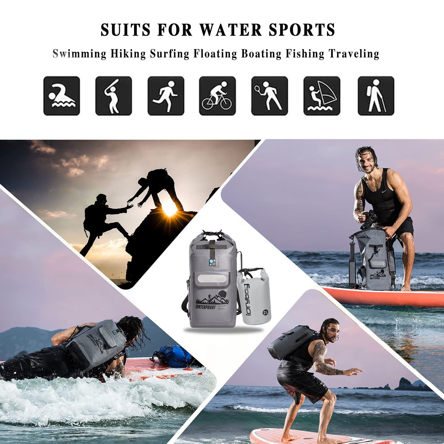 IDRYBAG Dry Bag Backpack 20L/30L/40L, Floating Waterproof Backpack for Men, Kayak Dry Sack