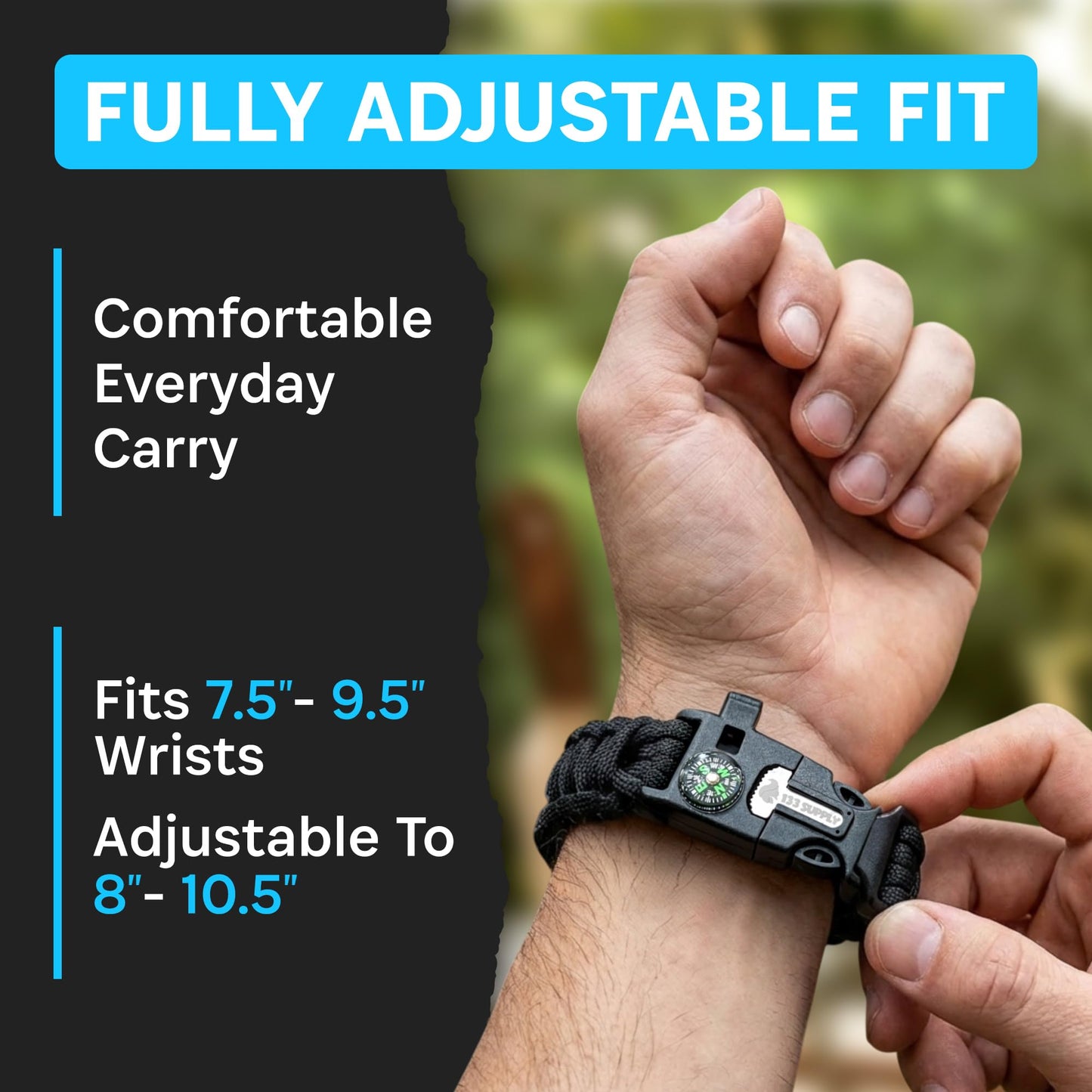 133 SUPPLY Tactical Paracord Compass Hiking Survival Bracelet Men Dad Gifts Camping Accessories