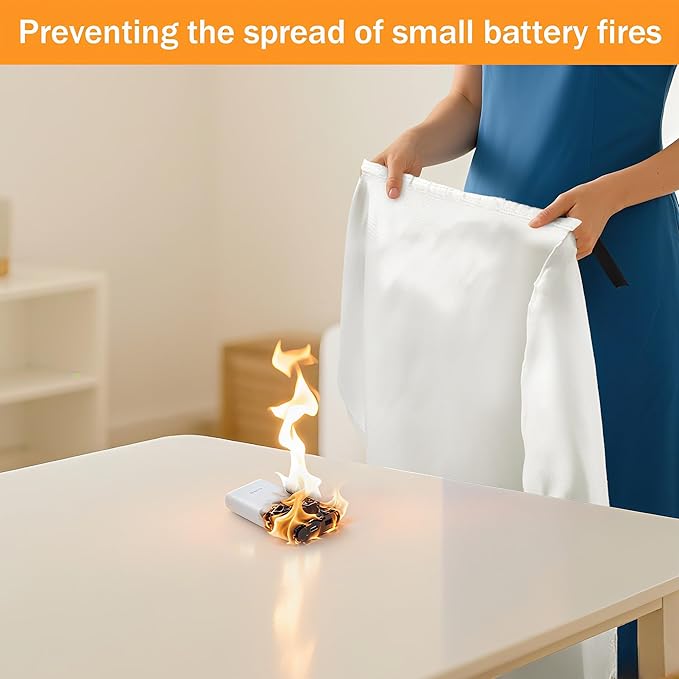 Mondoshop Silicone Fire Blanket for Home - 4Pack 40"x40" Emergency Fire Blankets for Kitchen, Fire Retardant Blankets for Car, Camping, Grill, Office, Warehouse, School, Picnic