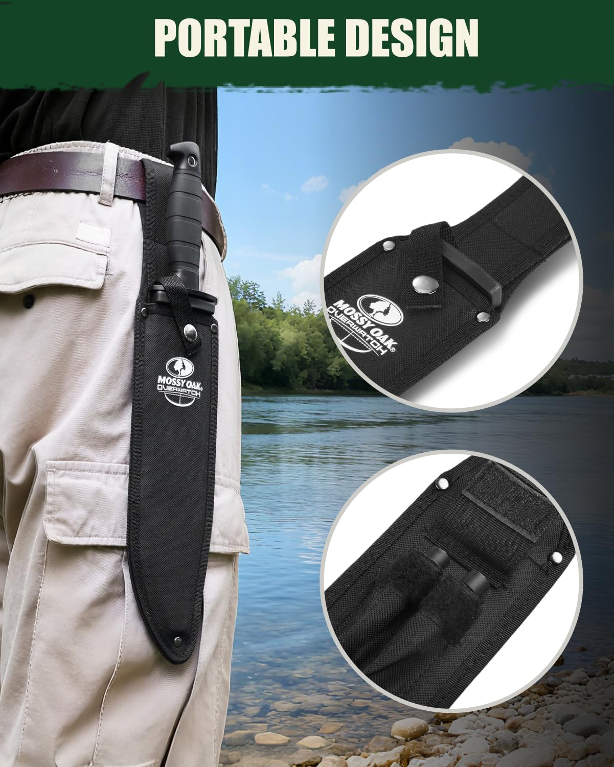 Mossy Oak 15-inch Survival Knife with Sharpener and Fire Starter