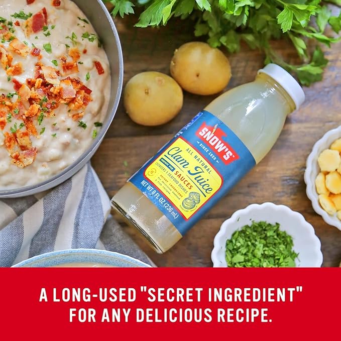 Snow's All Natural Clam Juice, 8 Fluid oz Bottle - Gluten Free, Keto Friendly - Great for Pasta & Seafood Recipes