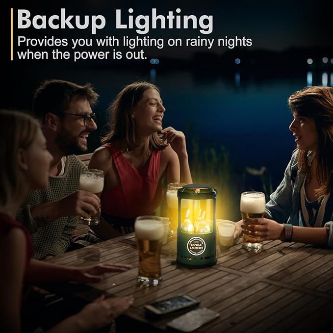 Candle Lantern, Camping Gear for Campers and Emergency Use, Without Candles (Green)