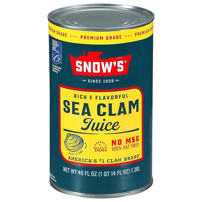 Snow's Sea Clam Juice, 46 oz Can - Premium Grade Rich & Flavorful Clam Juice from Wild Caught Surf Clams - Gluten Free, Keto Friendly, Fat Free