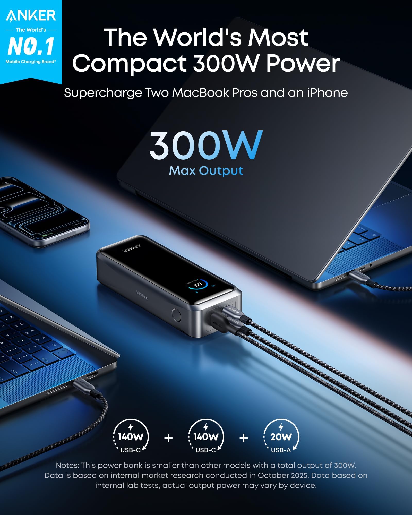 Anker Prime Power Bank, 26,250mAh 300W Fast Charging