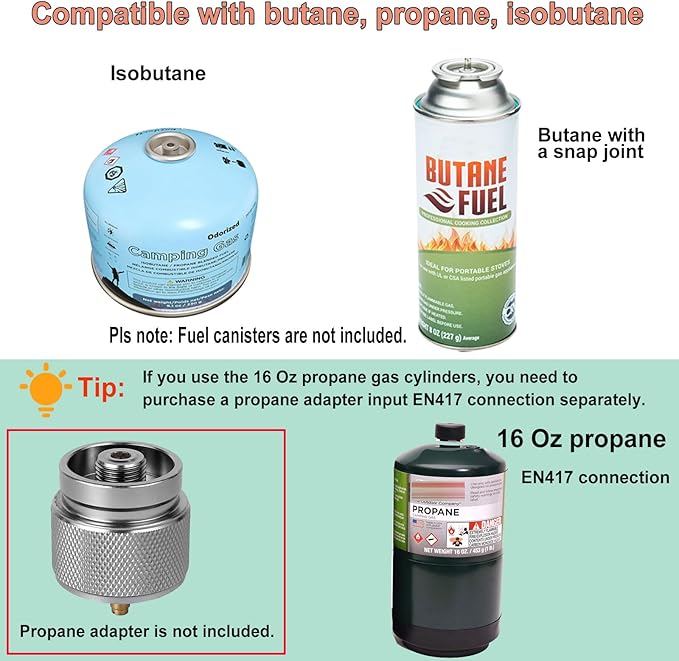 Portable Camping Stove Infrared Windproof, Backpacking Stove13400 BTU Single Butane Burner for Outdoor Road Trips Picnics with Piezo Ignition
