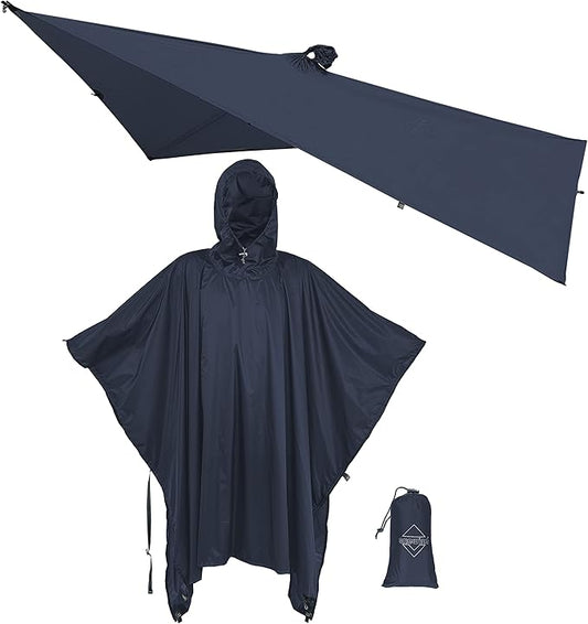 onewind Hooded Rain Poncho, Silnylon Rain Coat Versatile Survival Shelter Waterproof Breathable Lightweight Poncho