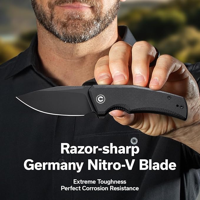 CIVIVI Pocket Knife for EDC, Regulatron Folding Knife for Men with Flipper Opener, Liner Lock, 2.98" Nitro-V Blade G10 Handle for Camping, Hunting C23006-1