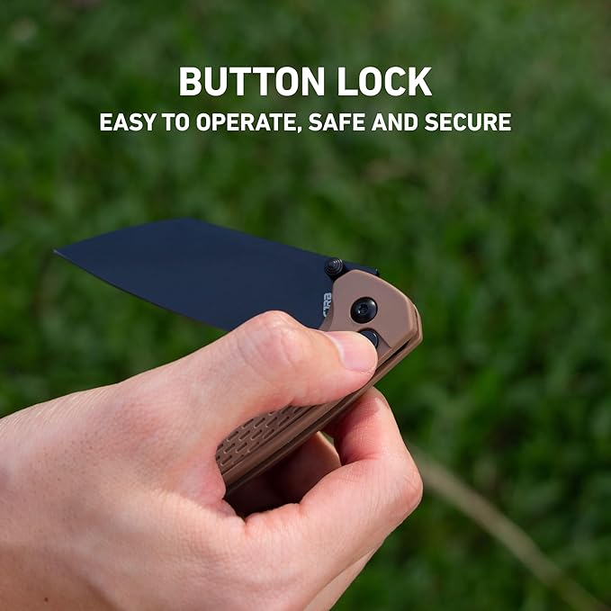 CJRB Pyrite-Light Pocket Knife, 3.34'' Upgraded AR-SFII Steel Blade FRN Handle, Sharp EDC Knives for Camping Survival Hiking(J1945 Brown)