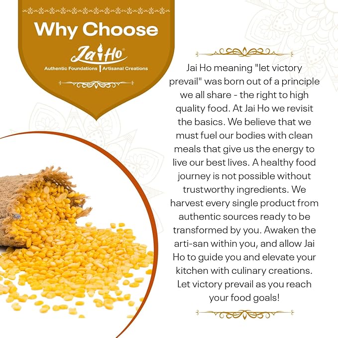 Jai Ho Certified Organic Kabuli Chana Garbanzo Beans 4 lb | Chickpeas Lentils | Indian Kabuli Chole Chana | USDA Organic | Non-GMO | Chemical-Free | Premium Quality Kosher (4 Pound, Moong Mogar Dal (W/O Skin))