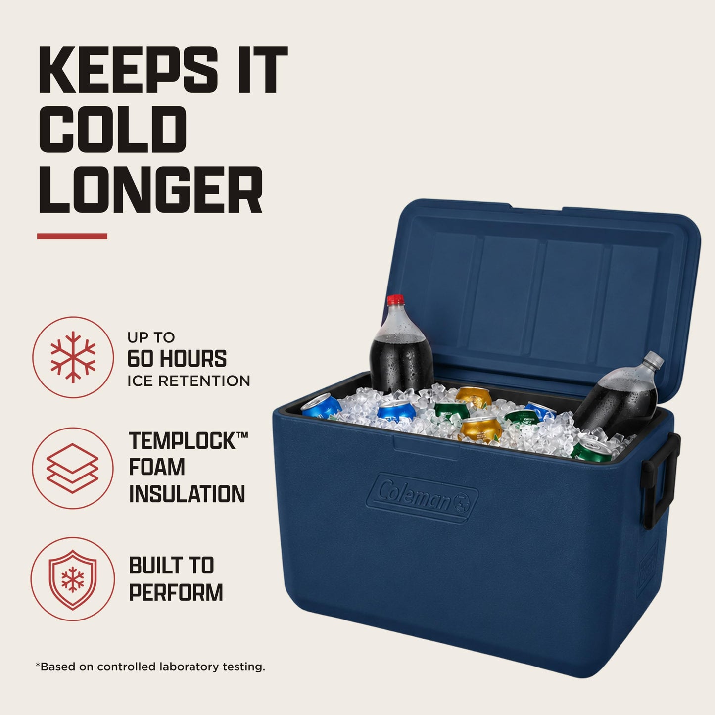 Coleman Chiller 48qt Portable Cooler with Ice Retention and 2-Way Heavy Duty Handles, Leak