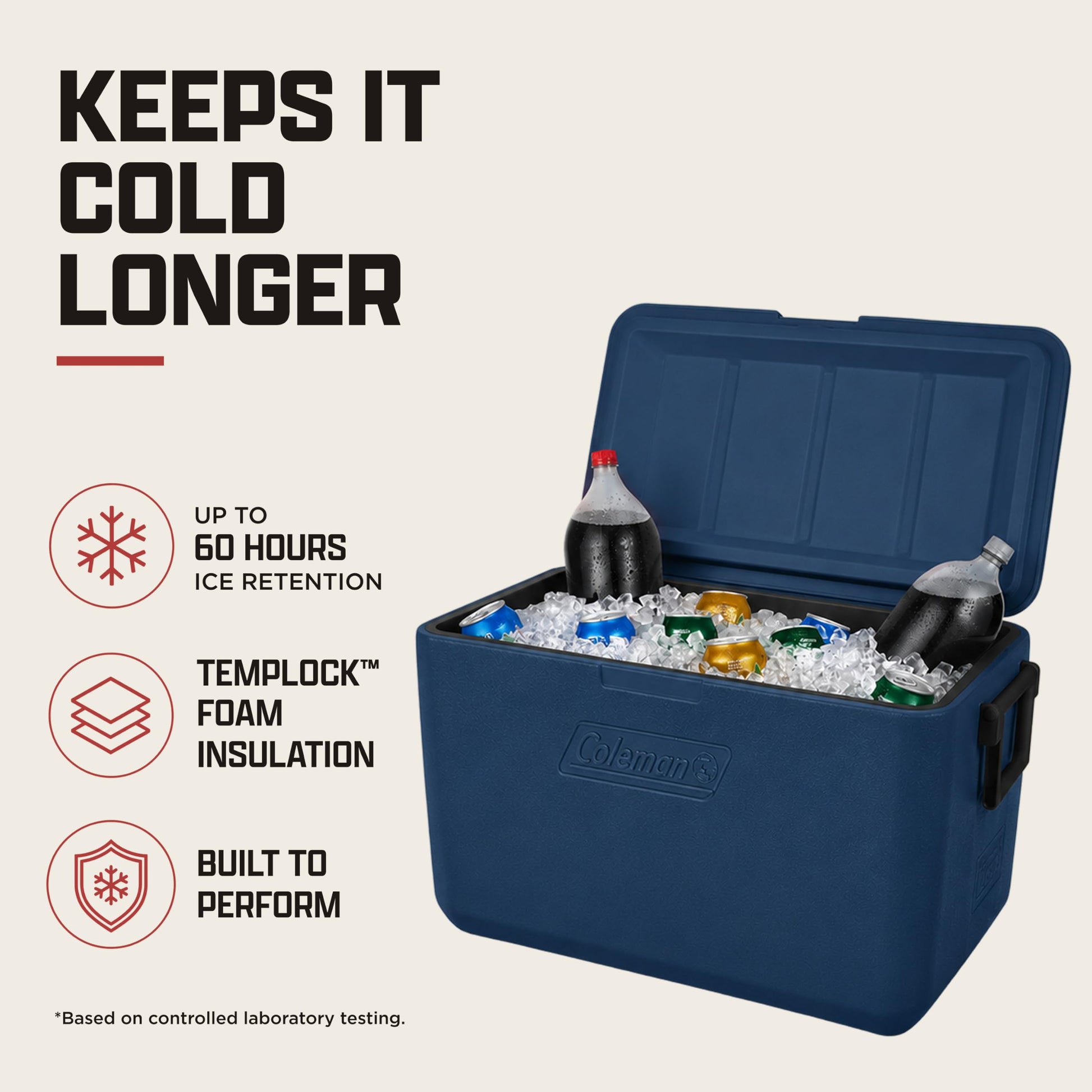 Coleman Chiller 48qt Portable Cooler with Ice Retention and 2-Way Heavy Duty Handles, Leak