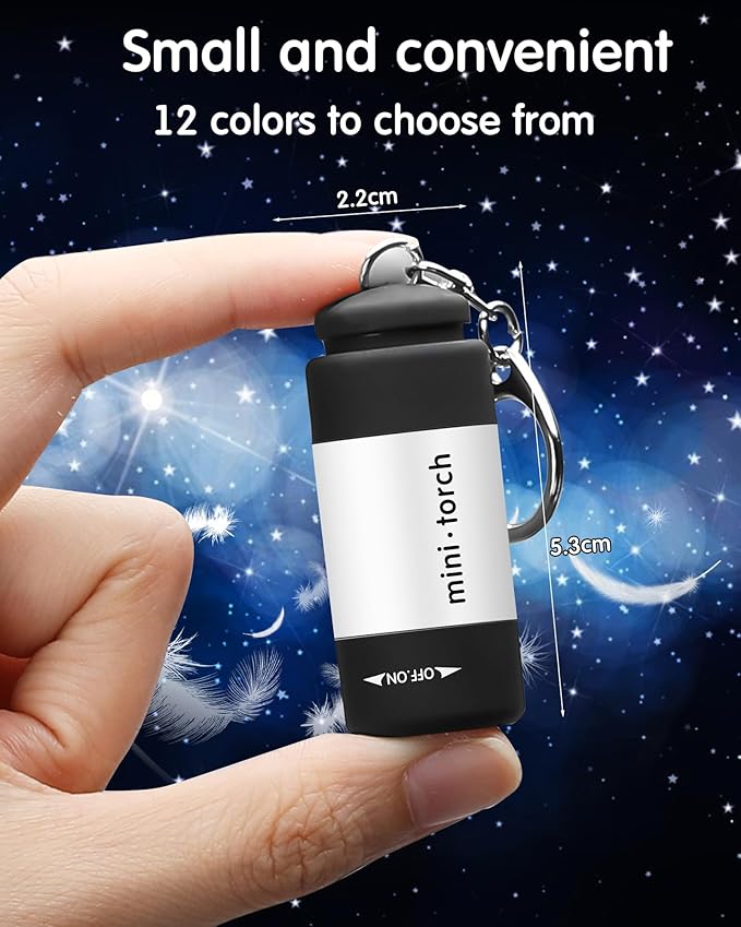 Mudder 12 Pieces Mini Keychain Flashlight Rechargeable Operation Christmas Bulk Plastic Small Torch Flashlight Handheld LED USB Rechargeable Waterproof for Camping Hiking Favor(White Light in White)