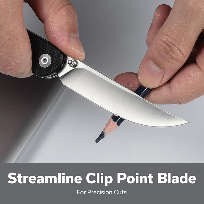 SENCUT Skelfin Pocket Knife for EDC, Folding Knife with 3.3'' Blade & G10 Handle, for Camping Hiking S25007-2 (Black)